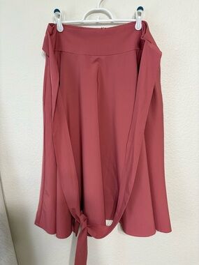 A-Line Waist Tie Skirt in Dusty Rose